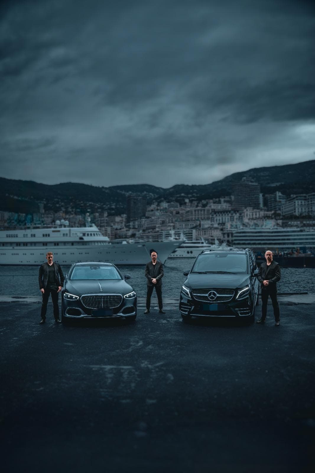 Mercedes-Maybach S680 and V-Class at Monaco harbour